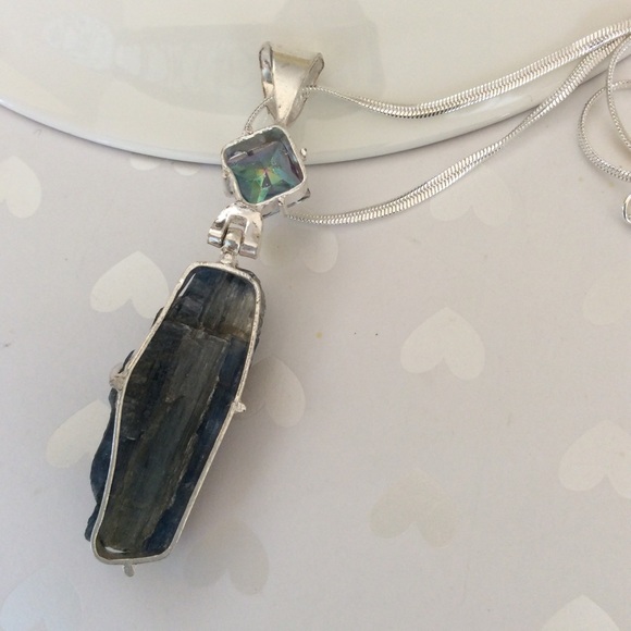 Sterling Silver Mystic Topaz/ Kyanite Pendant 925 - Picture 6 of 7